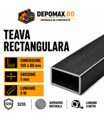 Teava rectangulara 120 x 80 x 5 mm, 6 metri